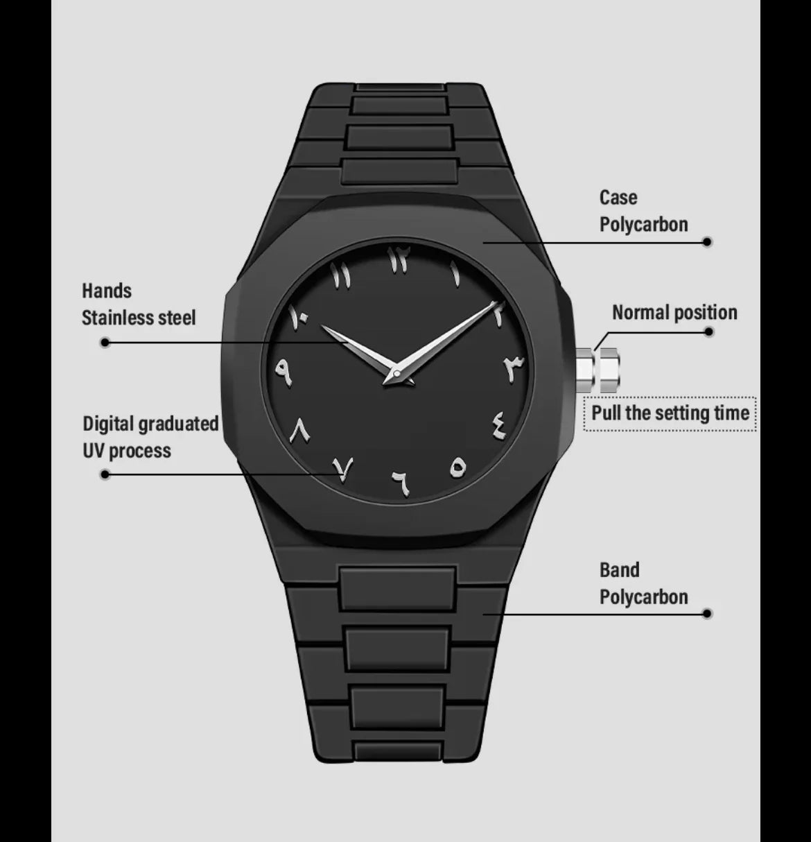 BLACK ARABIC DIAL WATCH