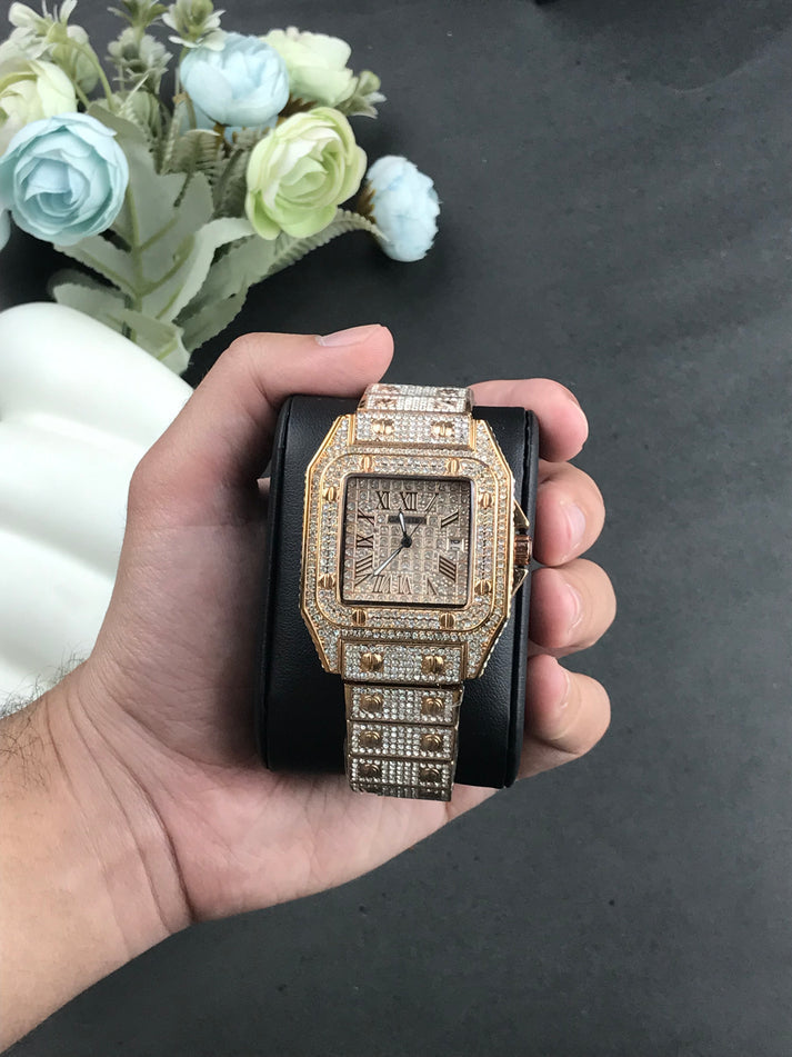 Cartier iced stone-watch for men