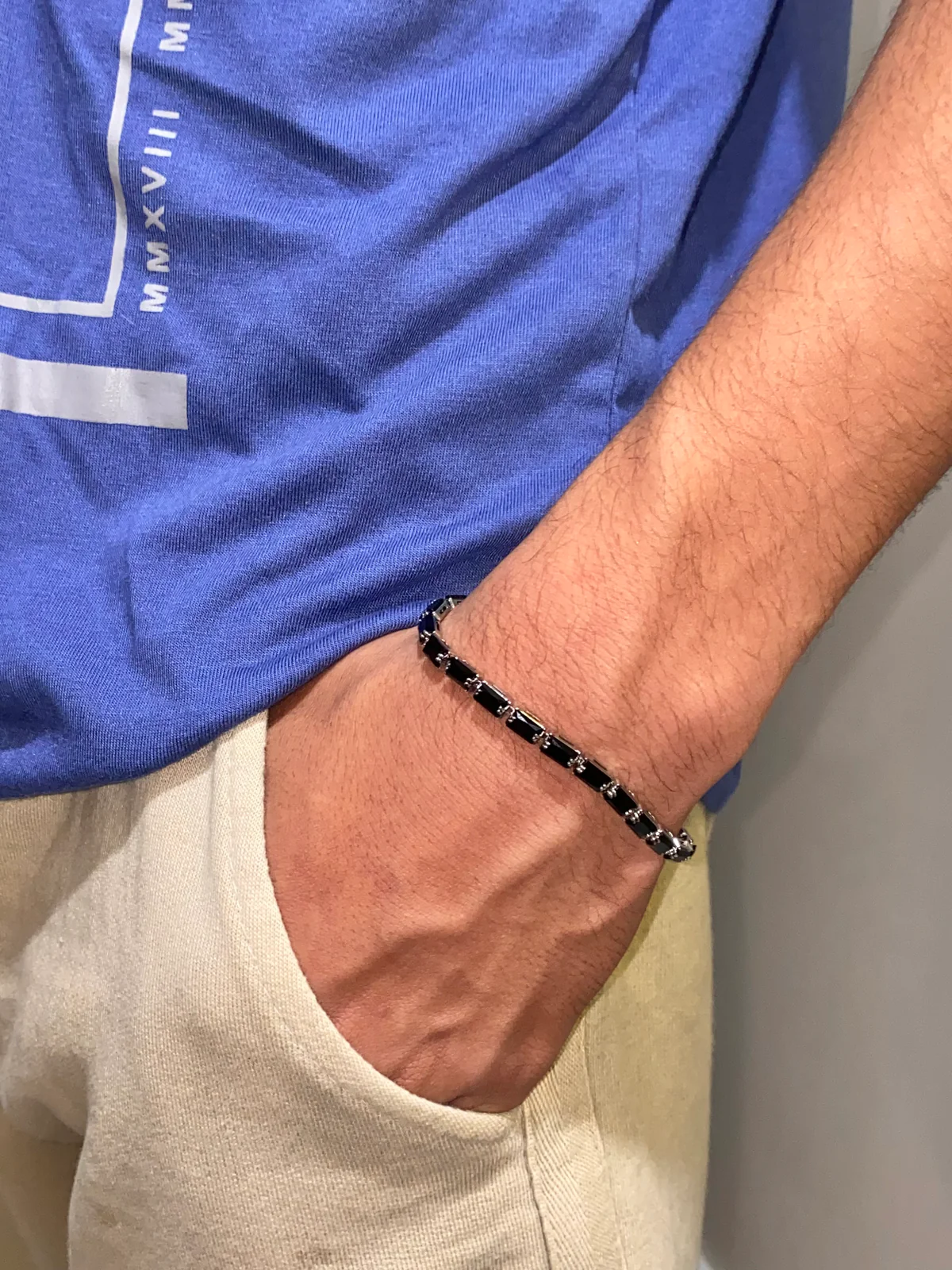 BLACK EMERALD CUT TENNIS BRACELET ( 4MM )