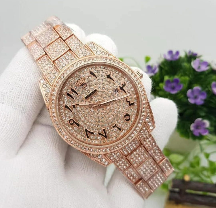 Diamond Rose Gold Iced Out Rolex Datejust