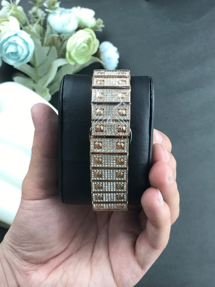 Cartier iced stone-watch for men