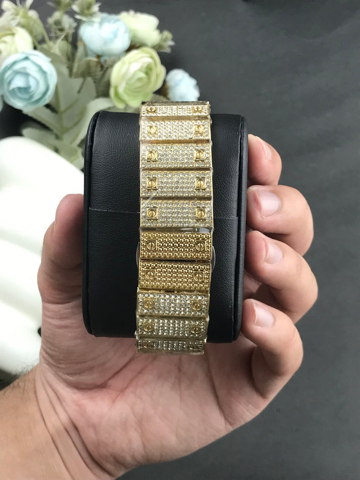 Cartier iced stone-watch for men